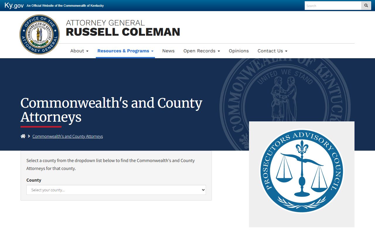 Franklin County criminal court records Kentucky Attorney General prosecutors directory