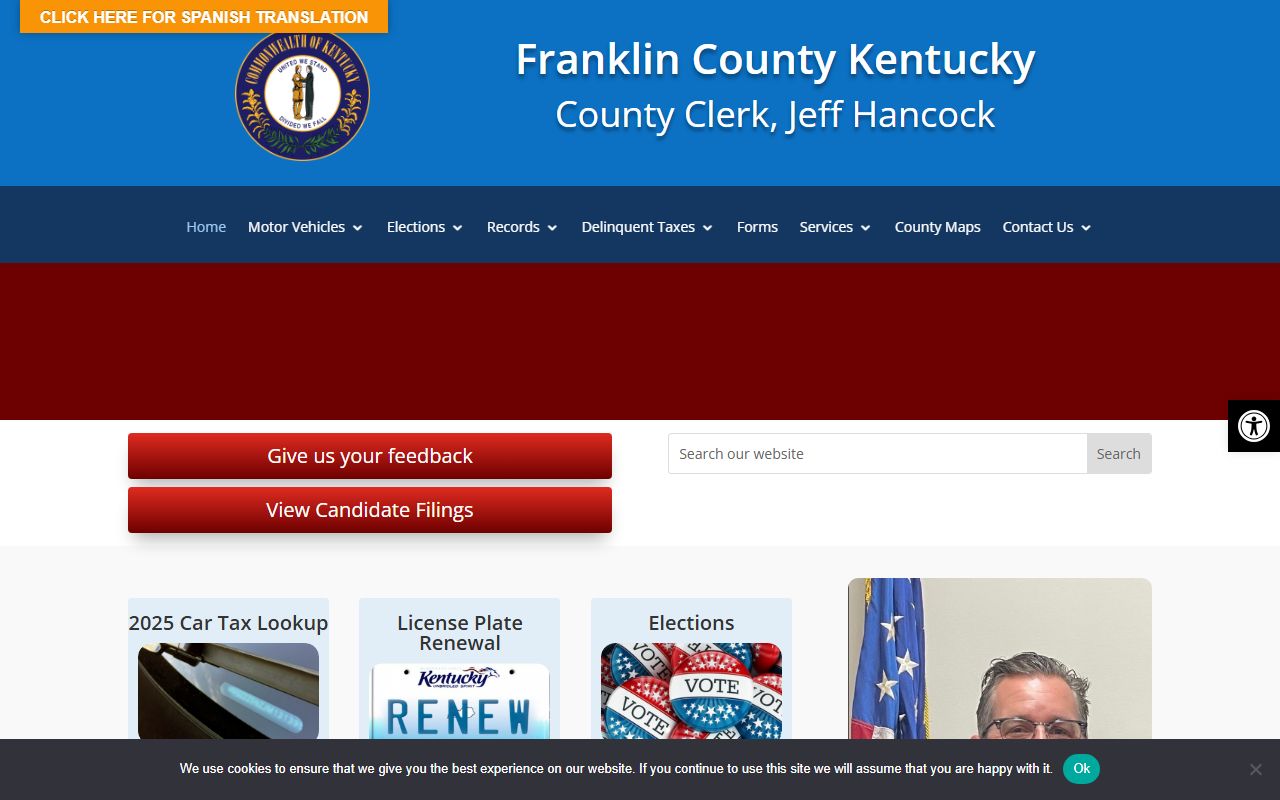 Franklin County court records County Clerk home page