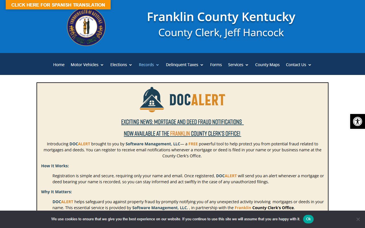 Franklin County probate records County Clerk records page