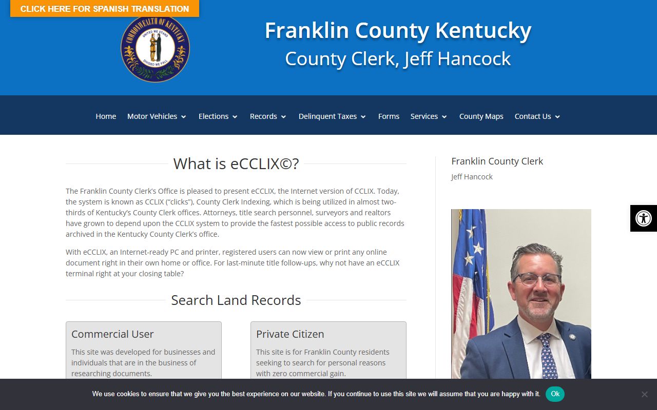 Franklin County probate records land records search page